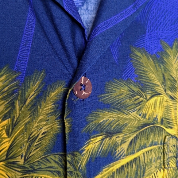 Paradise Style Hawaii Vintage Tropical Button Down Surf Shirt Blue Casual L - Picture 7 of 12